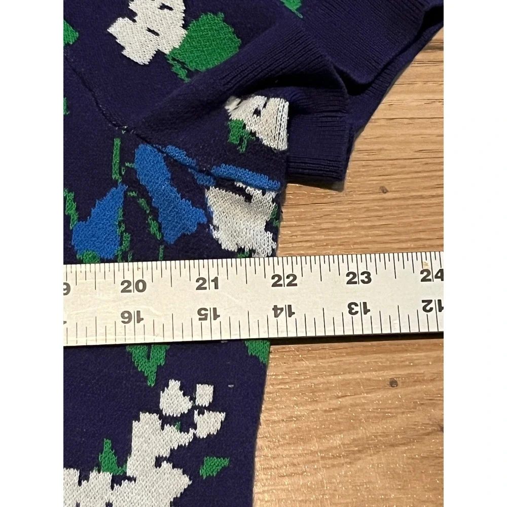 Kate Spade x Target Sweater Women's XXL Navy Blue Mixed Floral Short Sleeve Knit